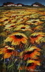Buy Michael Milkin Untitled Sunflowers Original Acrylic On Canvas 30x16 Flowers • 3,643.61£