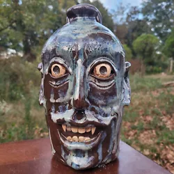 Buy Folk Art Pottery Vampire Face Jug With Fangs By Savannah Craven | 10.5  X 6  • 115.70£