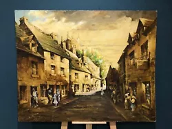 Buy Vintage Unframed Oil Painting Of An Old Village Street Scene Signed E Williamson • 39.99£