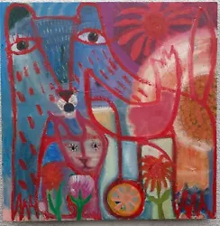 Buy 0riginal Painting Acrylic On Canvas Abstracted Animals In Landscape • 285£
