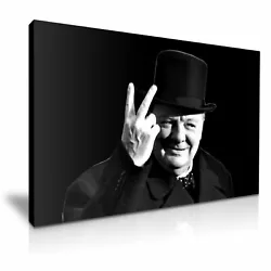 Buy Winston Churchill V For Victory WWII Canvas Wall Art Picture Print 76cmx50cm  • 30.99£