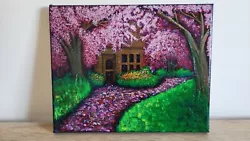 Buy Cherry Blossom Forest  Gouache Painting Unframed Home Decor Wall Art 8x10inches • 50£