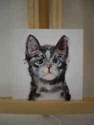 Buy Cat Painting Vintage Style Small Painting Paper Original Handmade  • 7£
