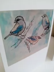 Buy Birds Gift Card From Original Painting/Collage From Vintage Map Torquay • 2.65£