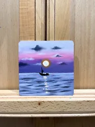 Buy Seascape #2 Original Oil Painting- Purple SkyPainting Beach, Sea Mini Art Sunset • 25£