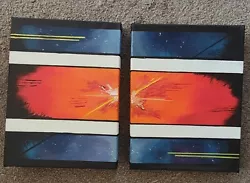 Buy Original Art Acrylic Space Galaxy Splat Canvas Painting 2pc Set  • 30£
