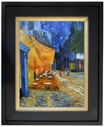 Buy Framed Van Gogh Cafe Terrace At Night Repro, Hand Painted Oil Painting, 12x16in • 121.51£
