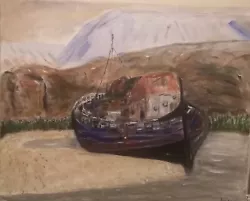 Buy Shipwreck On Small Beach With Mountain Background. 20  By 14 Acrylic On  Canvas • 50£