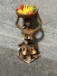 Buy Vintage Folk Art Jamaica Black Woman Fruit Basket Figurine Clay Pottery • 9£