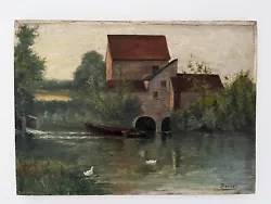 Buy Vintage Oil Painting On Canvas River Scene Signed Marcelli • 30£