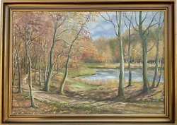 Buy Impressionist Big Autumn Forest Landscape Oil Painting Signed Einar Olsen • 215.91£