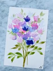 Buy Flowers Bouquet | Original Hand Painted Watercolour Painting | Floral | Signed • 16£