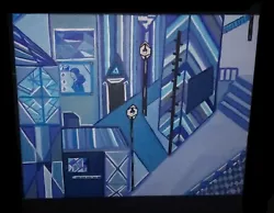 Buy Abstract Geometric City-View Large Original Acrylic Painting On Canvas, 40x50cm • 20£