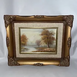 Buy Beautiful Ornate Small Gold Wood Framed Oil On Canvas Painting Water Scene 28x23 • 84.99£