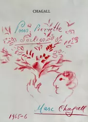 Buy Auth. MARC CHAGALL Drawing - Pour Pierrette Sorlier -  Picasso Dali • 6,299.96£