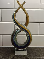 Buy Multi Color Twisted Murano Style Glass Sculpture On Clear Glass Base 10  Tall • 28.93£