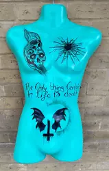 Buy Wall ART MALE Green TATTOO Mannequin Torso All Hand Drawn CERTAIN IS DEATH • 59£