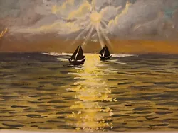 Buy Original Sunset Sail Boat Hand Painted, Watercolour Varnished A6 • 7.77£