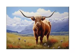 Buy Scottish Highland Cattle Oil Painting Printed On Canvas-Home Wall Decor-V • 6.77£