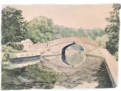Buy Antique Watercolour Bridge Over The Canal By Ralph B. Whitling 1922 Unframed • 25£