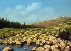 Buy Signed Orginal Oil Painting Mountain Landscape Stones Rock River Art Collectible • 354.37£