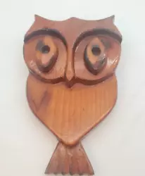 Buy Vintage OWL Hand Carved Wood Relief Wall Folk Art With Glass Eyes Circa 1980's • 11.20£