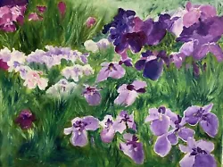 Buy  Japanese Iris Garden , Oil On Canvas, Ready To Hang, Artist Iona McLean. • 40£