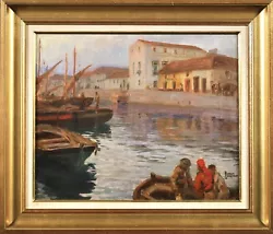 Buy Charles Fouqueray (1869-1956) Signed French Marine Oil Canvas - Boats In Harbour • 57£