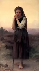 Buy Art Oil Painting Beautiful Young Girl Shepherdess In Sunset Landscape Canvas 36  • 66.14£