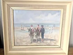 Buy Vintage Pauline Brown Oil Painting Donkey Rides On The Beach, Framed • 75£