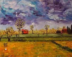 Buy Art Print Of Oil Painting By Dave. Van Gogh Reproduction Landscape Storm Clouds • 18.89£