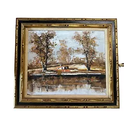 Buy Vintage Morris Katz 1970 Wall Art Frame Nature Lake Scene Painting Collectible • 282.55£