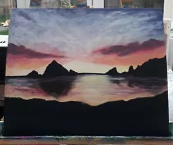 Buy Beach Sunset Original Acrylic Painting On A Canvas Board  • 75£