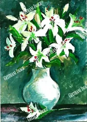Buy Print Original ACEO Art Card  Acrylic Painting Flower Vase • 2.84£