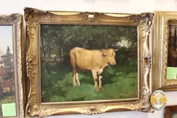 Buy Oil Painting Fritz Bear Cow On Forest Illumination Born 1850 Munich • 11,659.63£