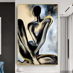 Buy Mintura Handpainted Gold Girl Oil Paintings On Canvas Modern Home Decor Wall Art • 45.55£