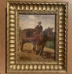 Buy 20th Century British School Country Scene Cart & Shire Horse, Impressionist Oil • 75£