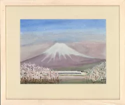 Buy Contemporary Gouache - Mountain With Blossom Trees • 56£