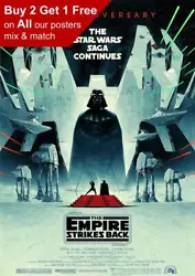 Buy Star Wars The Empire Strikes Back 40th Anniversary 2020 Poster A5 A4 A3 A2 A1 • 1.49£