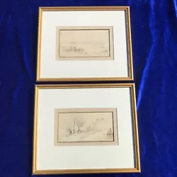 Buy John Wilson Carmichael-Pair Of Pencil & Watercolours-Halton Castle-1842-Signed • 249.99£