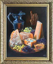Buy Still Life With Cheeses Original OIL Painting FRAMED GOLD. OBK ART 20% OFF SALE • 199£