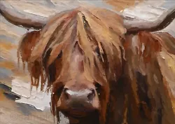 Buy Highland Cow Art Painting A4 Print Farmhouse Print NEW DESIGN • 5.50£