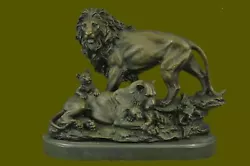 Buy African Lion With Family Animal Bronze Sculpture Statue Figurine Home Decor Sale • 249.36£