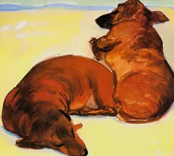 Buy Two Dachshunds Dog Painting David Hockney Print In 11 X 14 Mount SUPERB (37) • 19.95£