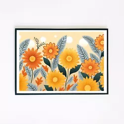Buy Sunflower Botanical Painting Illustration 7x5 Retro Home Decor Wall Art Print  • 3.95£