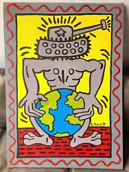 Buy Keith Haring Oil On Canvas Painting Signed And Sealed Measures  50cm X 70cm • 552.55£