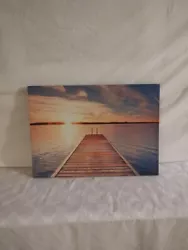 Buy Lake Canvas Wall Art: Nature Landscape Pier At Sunset 27''x20'' • 53.28£