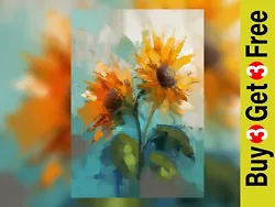 Buy Vibrant Sunflower Oil Painting Print - Nature Inspired Wall Art 5  X 7  • 4.99£