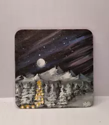 Buy Original Christmas Winter Painting, Hand Painted On Wooden Board 10 Cm By 10 Cm • 10.77£