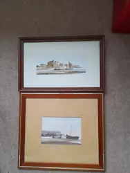 Buy 2 X Original Watercolours By Dennis John Hanceri Grisaille Sepia Boat Scenes • 85£